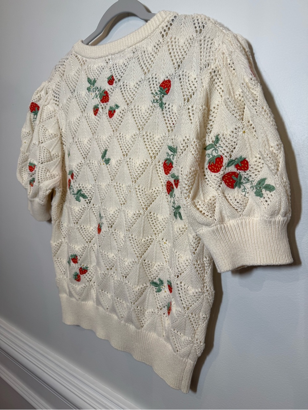 DRIFTWOOD Cream Open-Knit Button Cardigan Strawberry Fields Boho Western Prairie - Picture 9 of 12